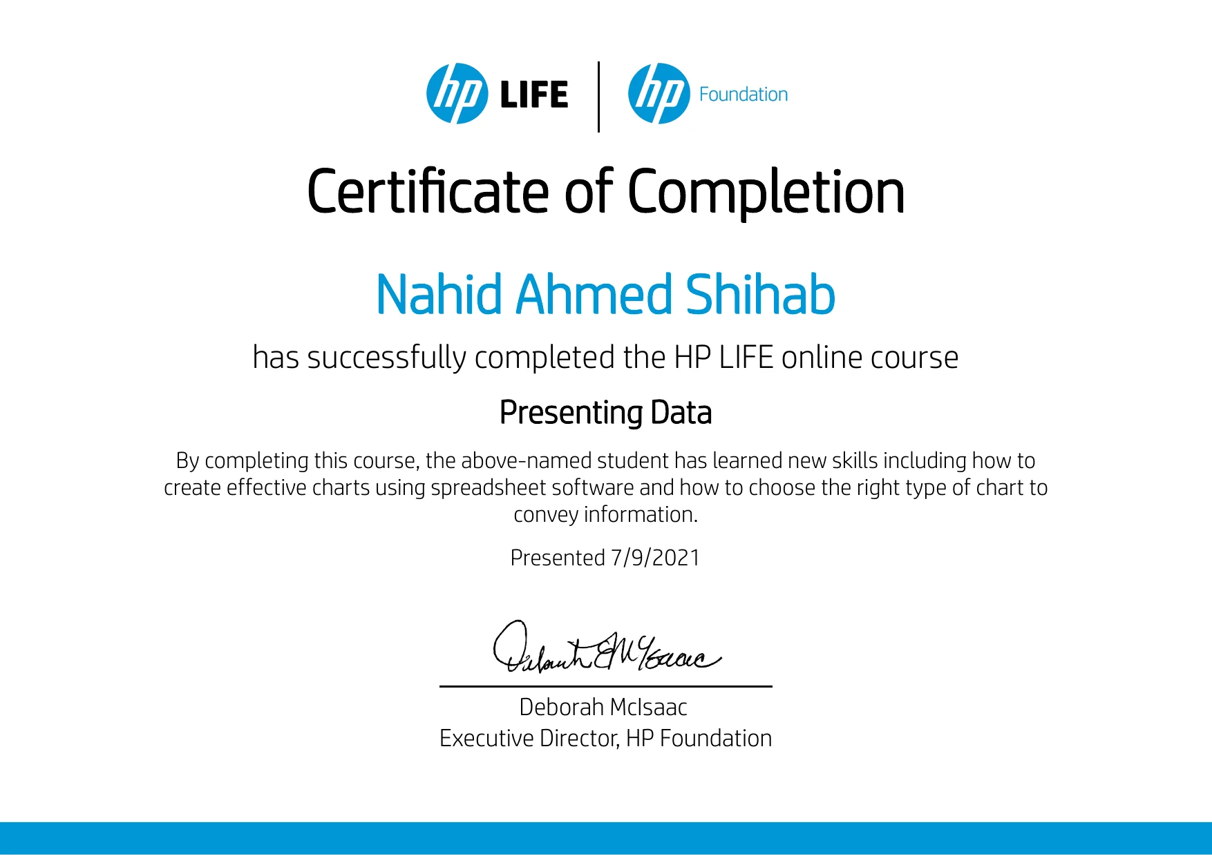 HP LIFE - Presenting Data preview
